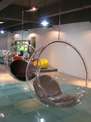 Modern Leisure Swing Bubble Chair Transparent Acrylic Ball Shell PU Cushion