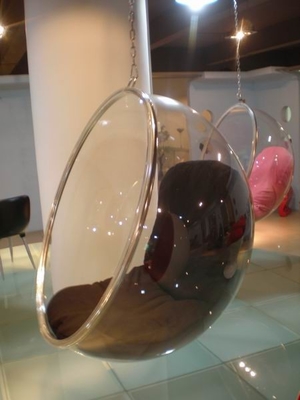 Modern Leisure Swing Bubble Chair Transparent Acrylic Ball Shell PU Cushion